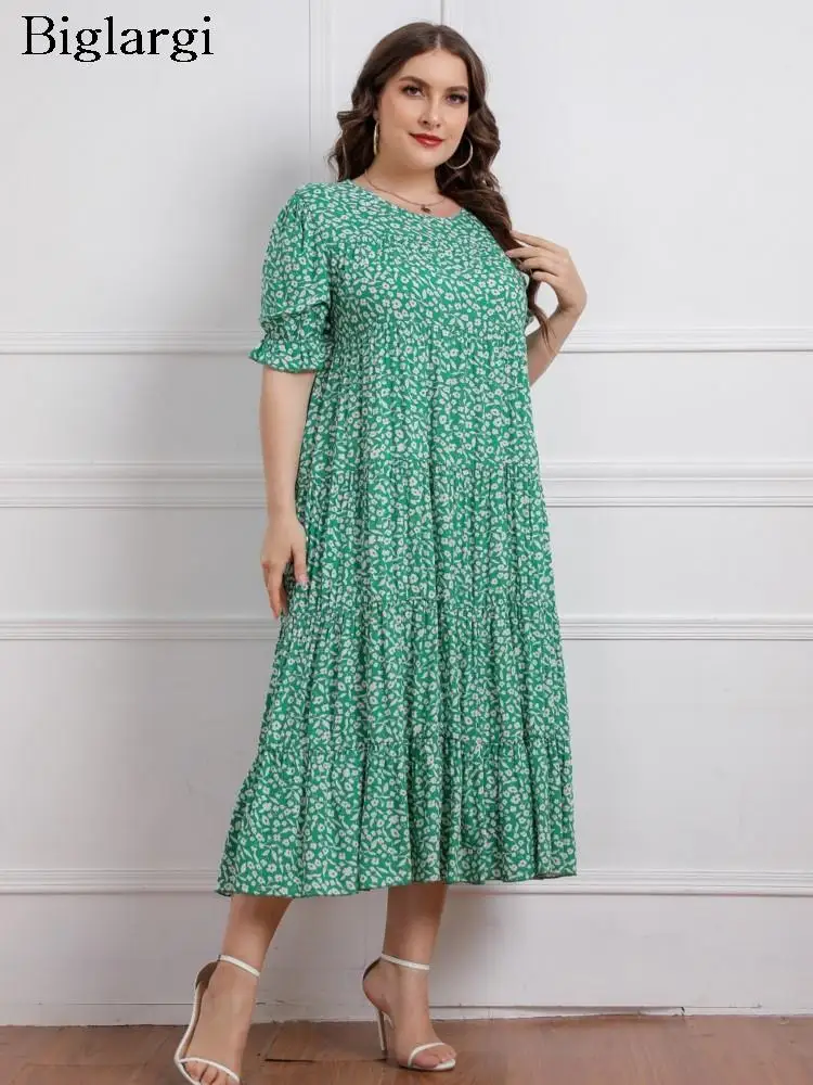 

Женское платье-миди с цветочным принтом, свободного покроя