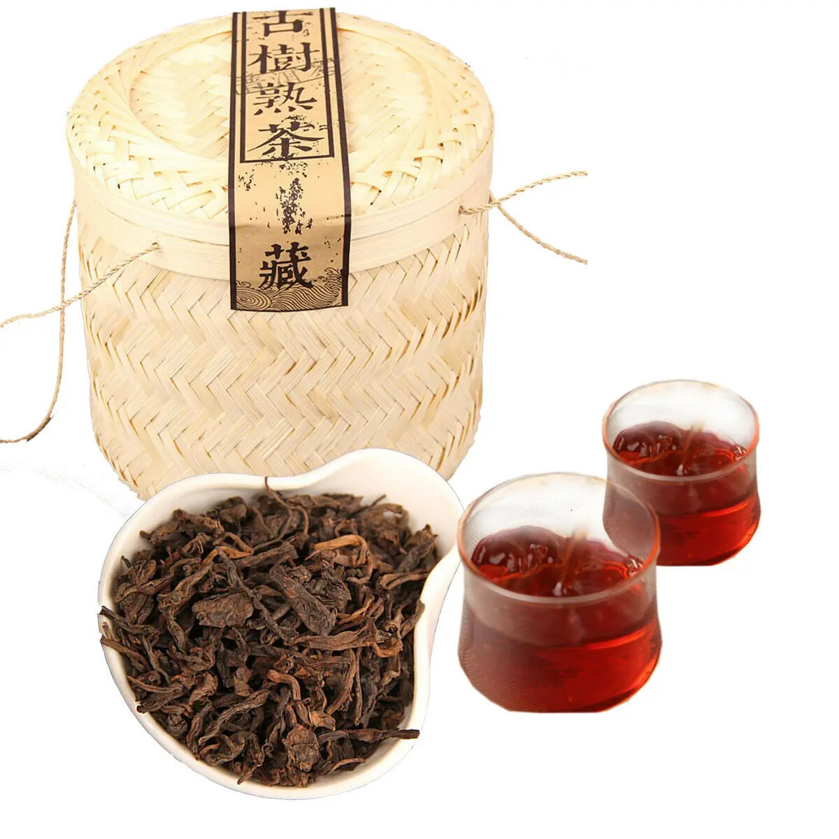 

800g Ripe Puerh Tea Bamboo Basket Packing Loose Tea Ancient Tree Healthy Drink