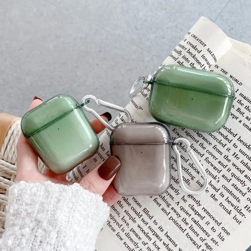 Transparent Green Earphone Cases Bag For AirPods 2 Pro 1 Case Soft TPU Charging Box Protector Cover Accessories Air Pods