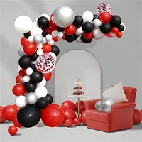 122pcs black white silver balloon arch set red confetti latex balloon garland kit bachelorette wedding birthday party decoration
