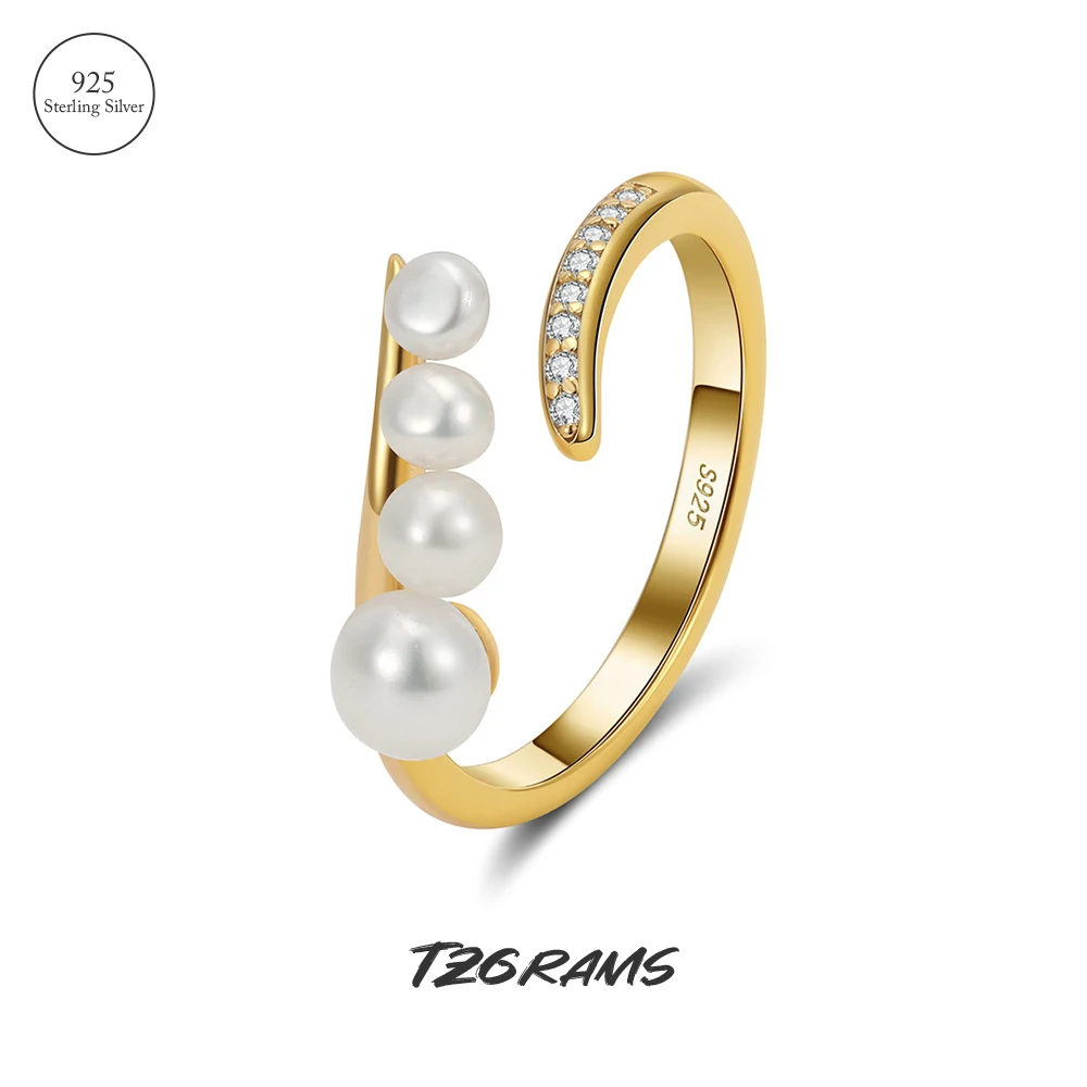

Tzграммы женские золотые кольца с натуральным жемчугом Цирконий винтажные геометрические искусственные серебряные открытые французские очаровательные ювелирные изделия