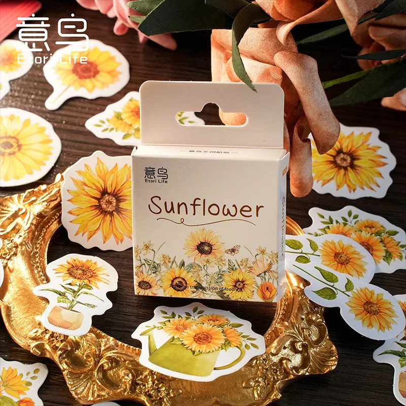 

Card Lover46 Pcs [Sunflower Series] Aesthetics Journal Stickers Box Stickers Sticker Paper Scrapbooking Material Scrapbook Kit