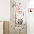 Настенные наклейки для девочек на качели DIY, наклейки на стену с изображением Луны кролика, декоративные наклейки для детских комнат, детской спальни, детской комнаты, украшения для дома