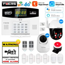 Fuers Tuya Smart WIFI 4G GSM Alarm System Burglar Alarm 433MHZ Wireless Wired Zone Link To Alexa Google Motion Sensor IP Camera