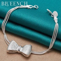 blueench 925 sterling silver bow multiple chain design bracelet for women cute fashion age reduction jewelry