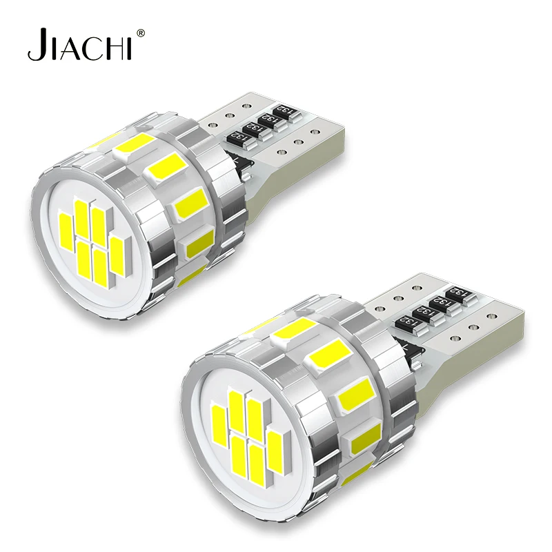 Фото Jiachi 10 шт. светодиодный автомобильный светильник T10 Canbus W5W светодиодная лампа 168 194 12 В 3014 18 чипов без ошибок лампа для автоматического чтения номерного знака без поляризации №1