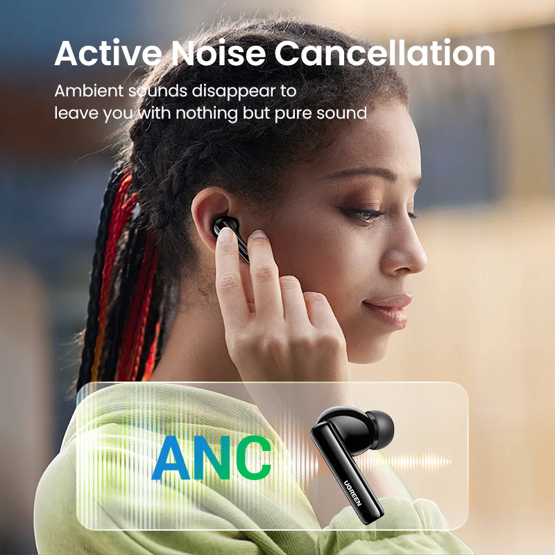 【New】 Ugreen HiTune T3 ANC беспроводные TWS Bluetooth 5 2 наушники активное шумоподавление