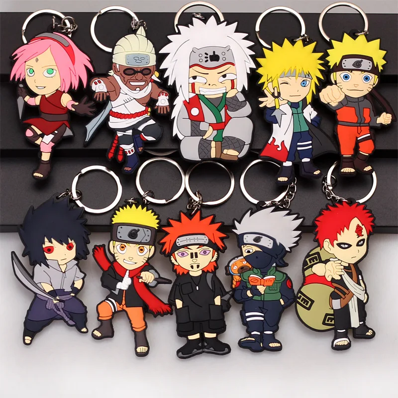 

Naruto Anime Movie Character Keychain Kakashi Sasuke PVC Car Bag Pendant Children's Toy Collection Gift Jewelry Ornament