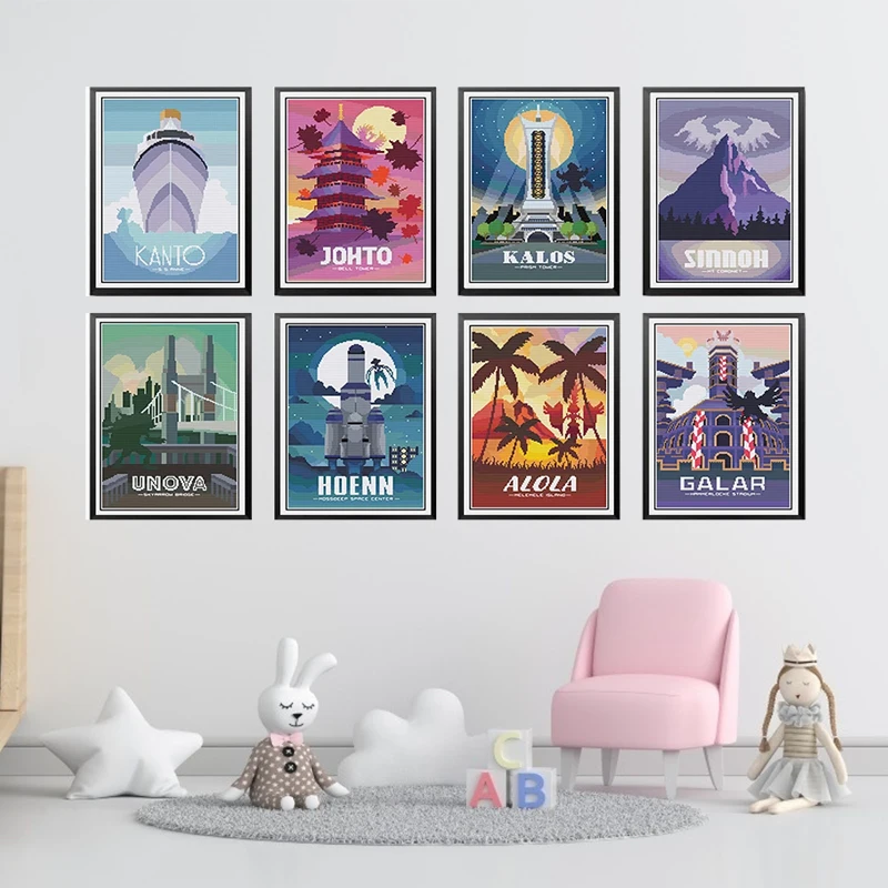 

Canvas Painting Pokemon Scenery Cruistic Pattern Prints Poster Art Wall Pictures Modern Living Room Home Decor Cuadros