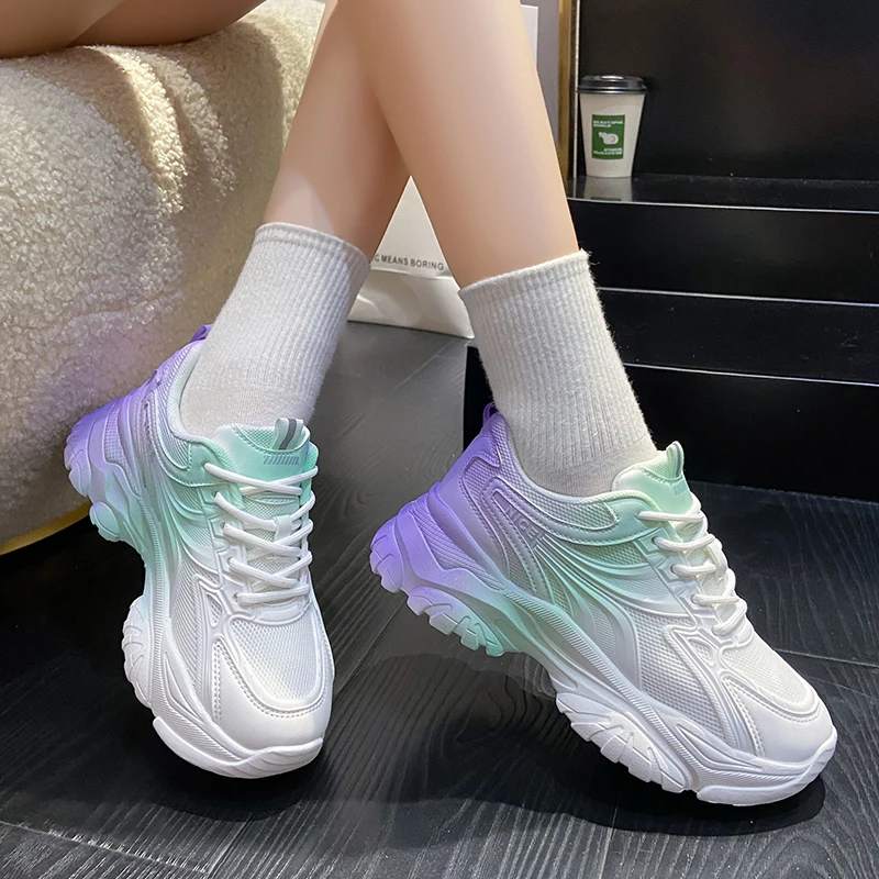 

2022 Women Casual Sneakers Chunky Platform Shoes Fashion White Tenis Luxury Brand Vulcanize Shoes Non-slip Outdoor Free Shipping