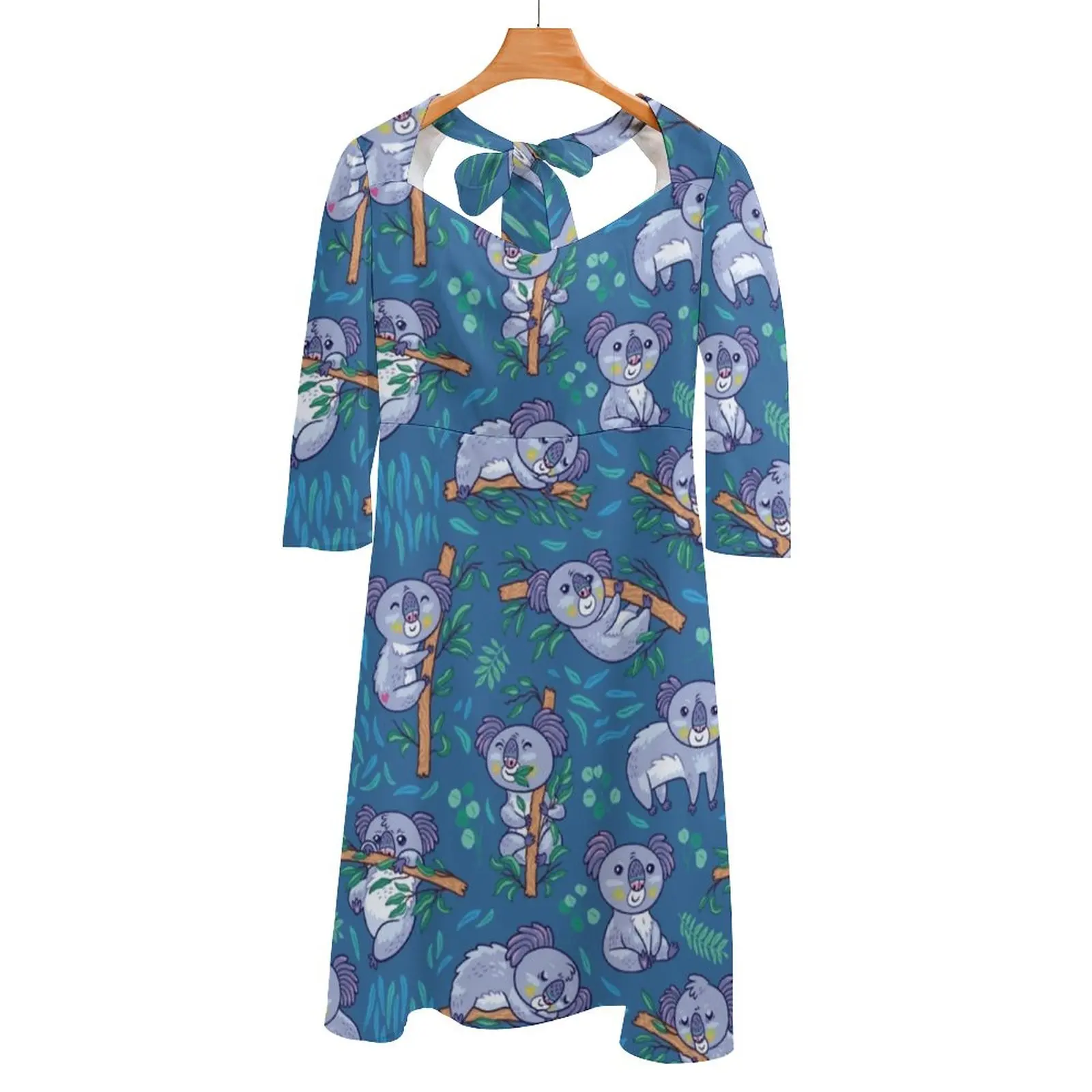 

Koalas In The Eucalyptus Forest Square Neck Dress Back Lacing Backless Dress Elegant Beach Party Dress Korean Australia