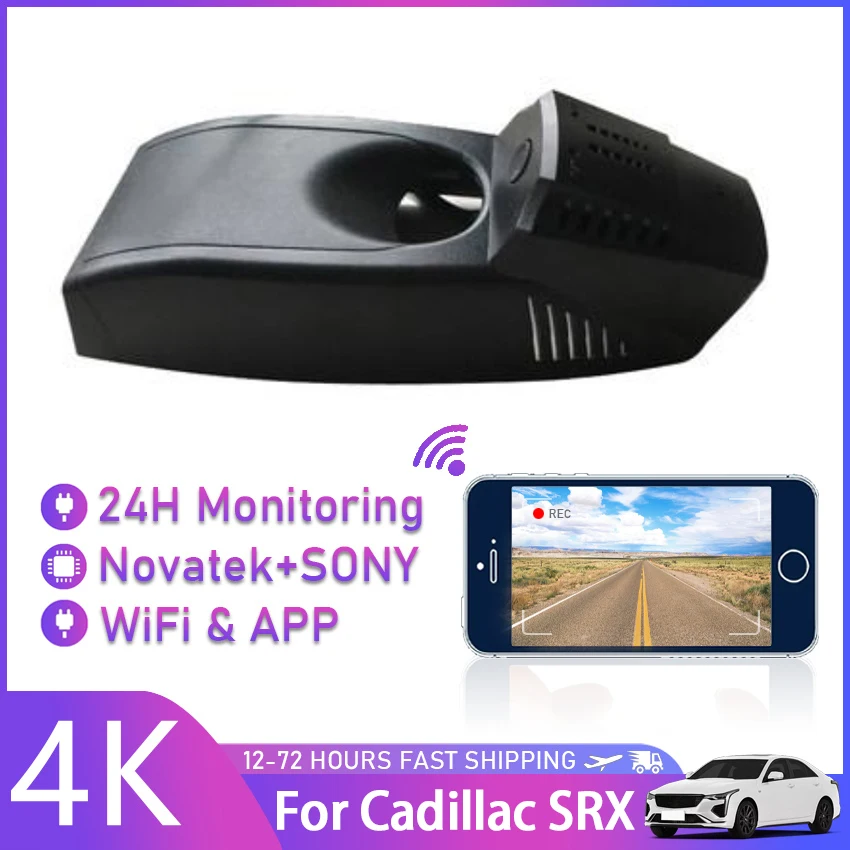 HD 4K Dash Cam Front and Rear Camera Recorder Car DVR WiFi Video Recorder 24H Parking Monitoring For Cadillac SRX 2013 2014 2015