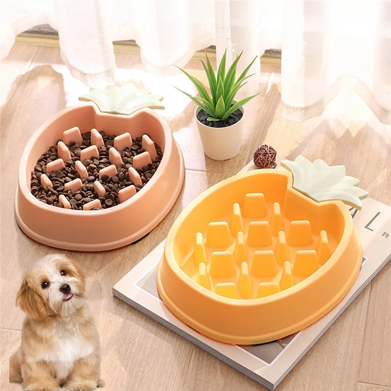 

2022 New Dog Accessories Bowl For Dogs Antiglotton Dog Bowl Dog Supplies Pineapple Shape Dog Slow Feeder Lick Mat Bowl Chiens
