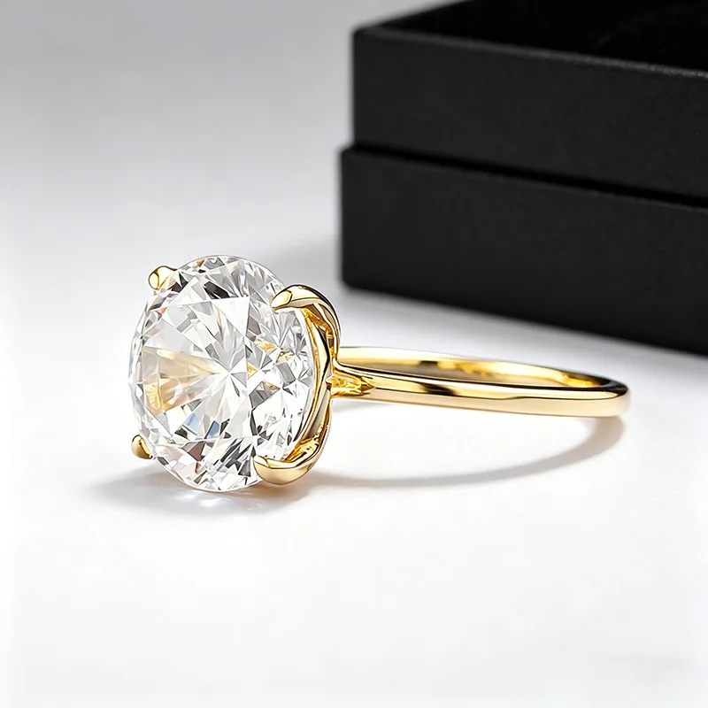 Фото Кольцо из золота 14K с одиночным бриллиантом 10 мм, выращенным в лаборатории, и серебром 925 пробы, обручальное/помолвочное кольцо для женщин, ювелирное украшение для невесты №4