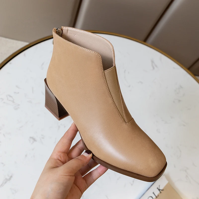 

2022 autumn and winter Women ankle boots natural leather 22-25cm cowhide upper European and American ins platform boots