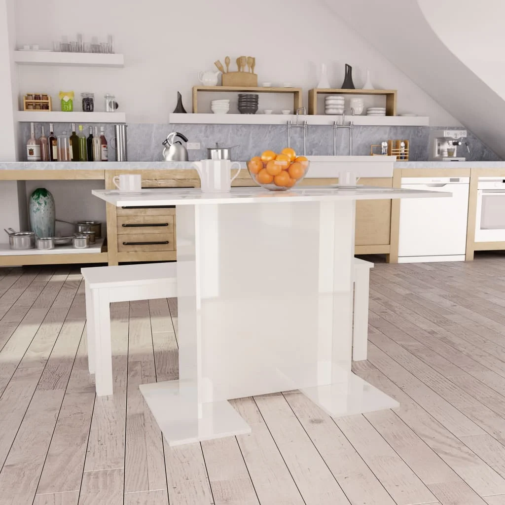 

Dining Table, Chipboard Kitchen Table , Kitchen Furniture High Gloss White 110x60x75 cm