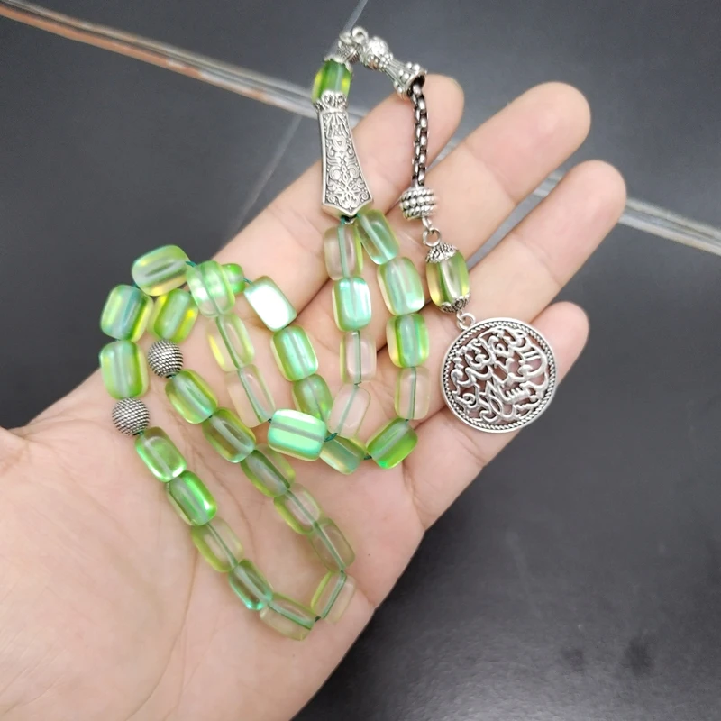 Фото Tasbih женские зеленые кристаллы 33prayer бусины мусульманский Ид ADHA подарок браслет Мисбаха исламские аксессуары на руку №5
