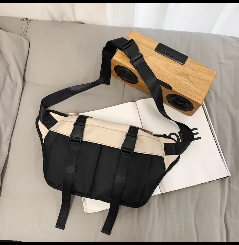 Street Trend Men Crossbody Bag IPad Zipper Waterproof Fashion Multi-layer Chest Bag Daily Commute Large Capacity Messenger Bag