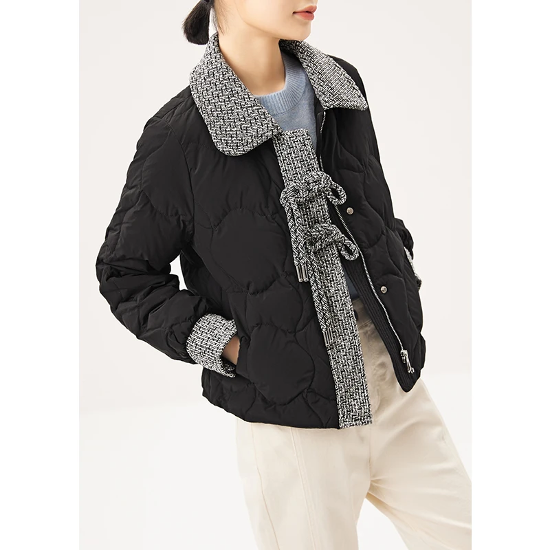 Fashion Design 85% Jackets for Women Chinese Style /Winter Spliced Wide-waisted Thin Zipper Casacos De Inverno Feminino 2022