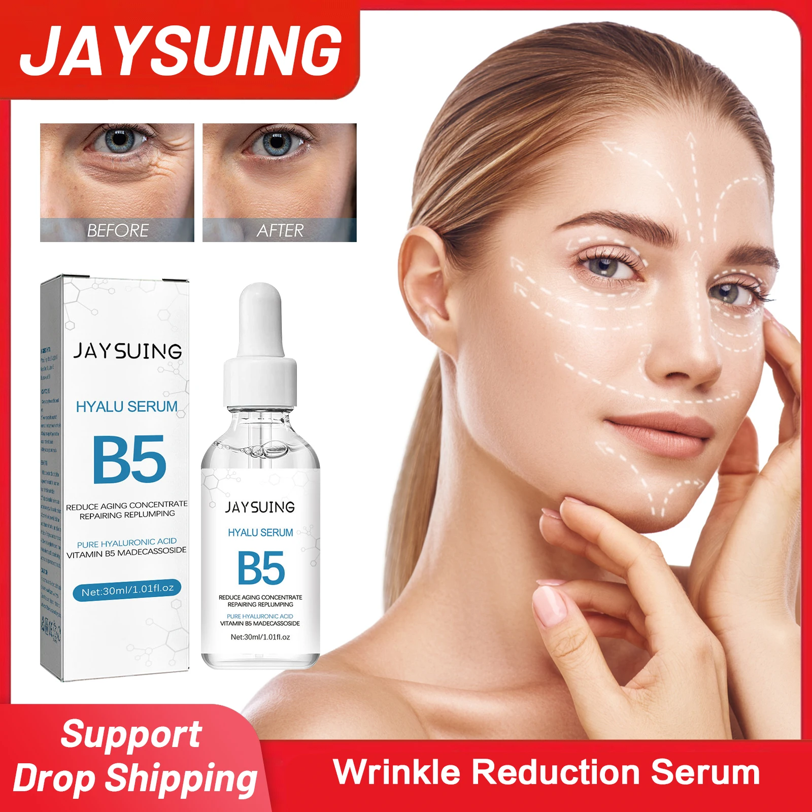 

Wrinkle Reduction Serum Nourishing Moisturizing Against Fine Lines Delay Aging Tightening Firming Hyaluronic Acid Facial Essence