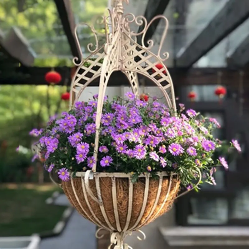 Outdoor Garden Yard Decorations American Country Home Balcony Planter Iron Hanging Basket Flower Pot Plant Chlorophytum Holder