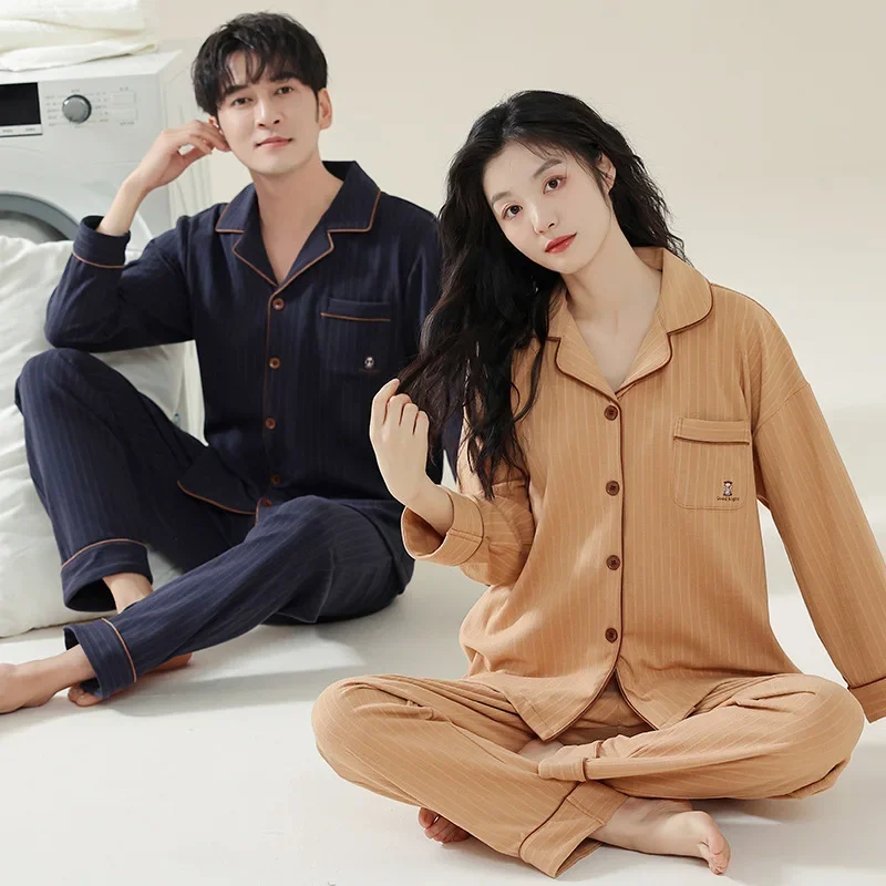 Осенне-зимняя Пижама для пар мужчин и женщин однотонный тонкий флисовый