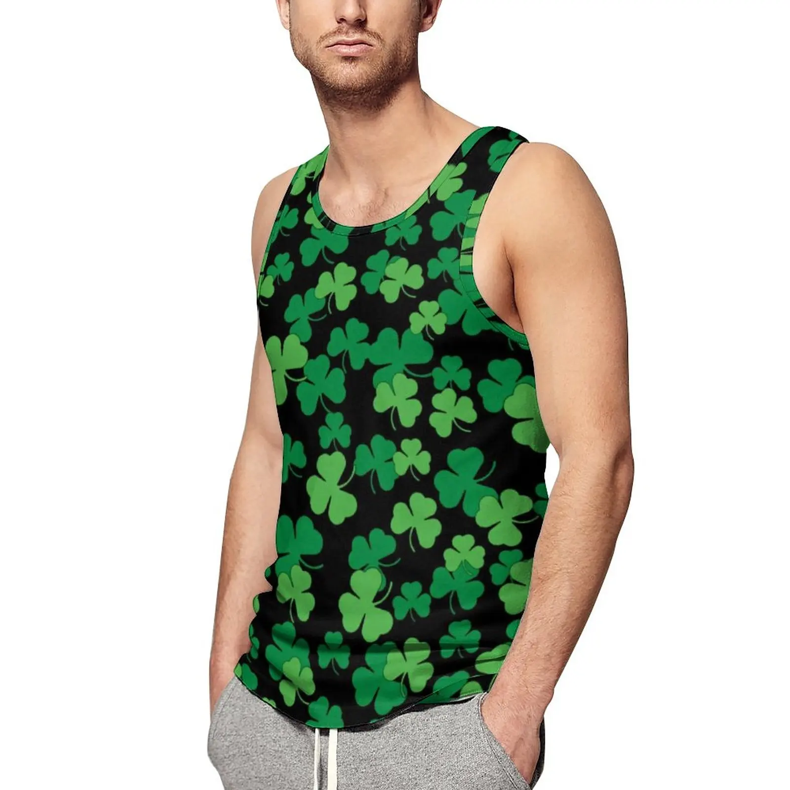 

St Patricks Day Irish Tank Top Male Shamrocks Print Tops Daily Design Bodybuilding Sportswear Oversize Sleeveless Vests