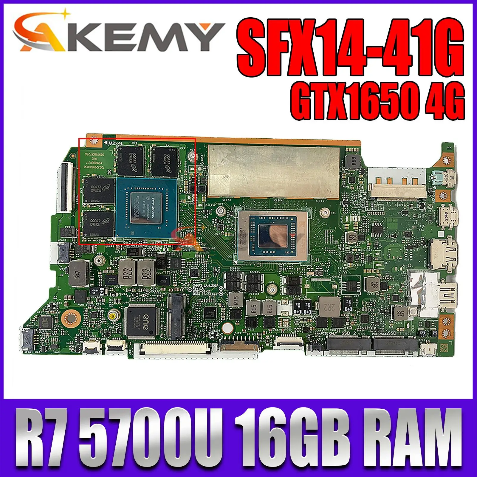 

Семейная материнская плата для ноутбука Acer, материнская плата с процессором R7 5700U RAM 16G GPU GTX1650 4G 100%, работает