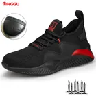 Мужские легкие кроссовки со стальным носком, дышащие безопасные, непробиваемые, летняя Рабочая обувь