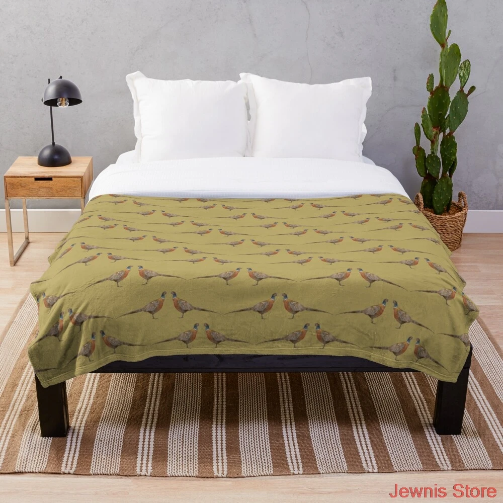 

Pheasant Pattern Mustard Throw Blanket Creative Printed Soft Bath For Travel Blanket four season Outdoor Bedspread On The Bed