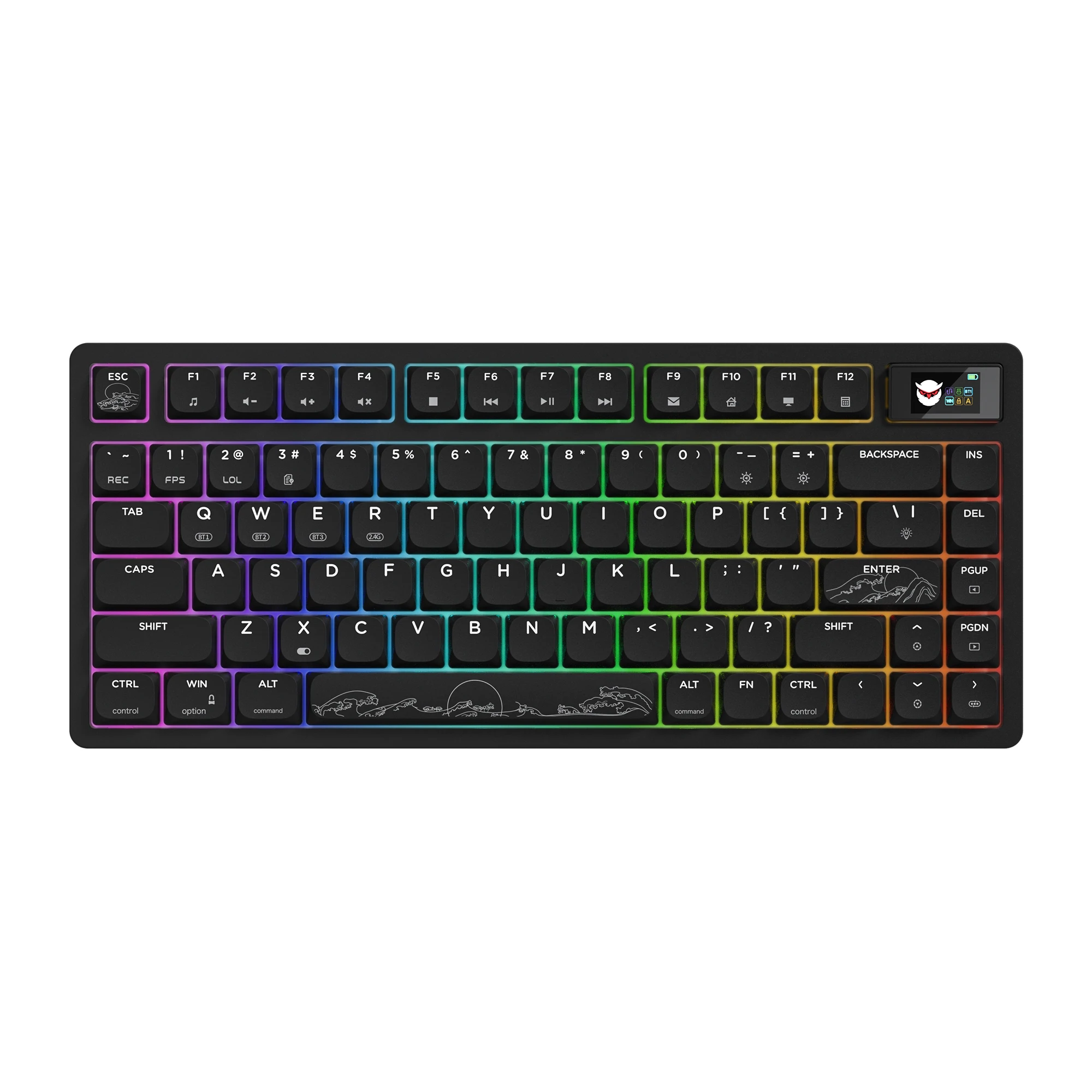 

L75 PRO Низкопрофильная черная механическая клавиатура Bluetooth 5,1/2,4 ГГц Беспроводная с OLED-дисплеем 75% игровая клавиатура для Win Mac