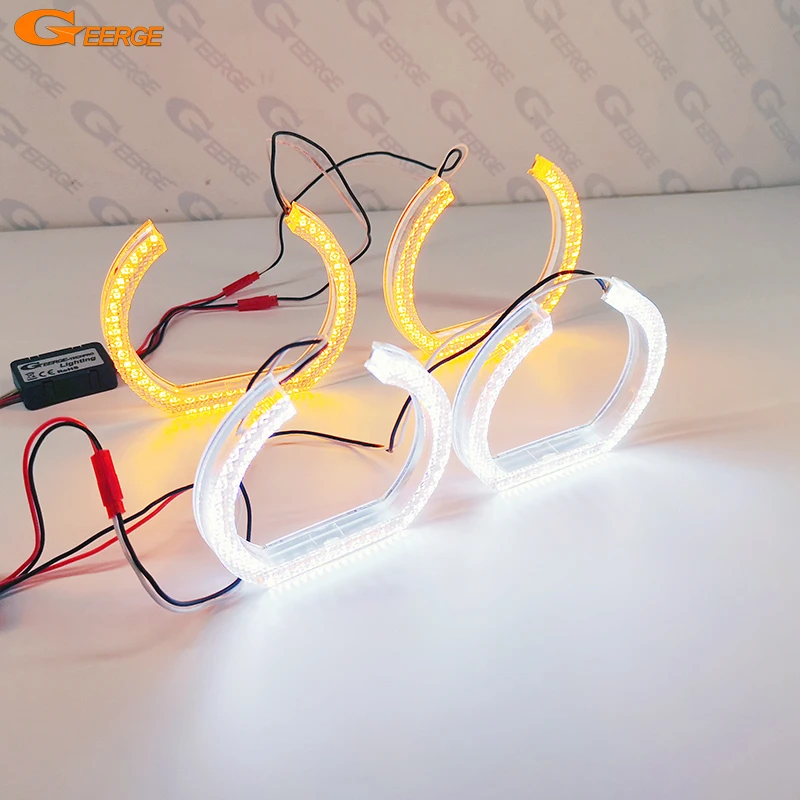 

For BMW X1 E84 E60 E81 E87 E90 E91 Ultra Bright A/W Switchback Day Light turn signal light Acrylic DTM Style LED Angel Eyes Kit