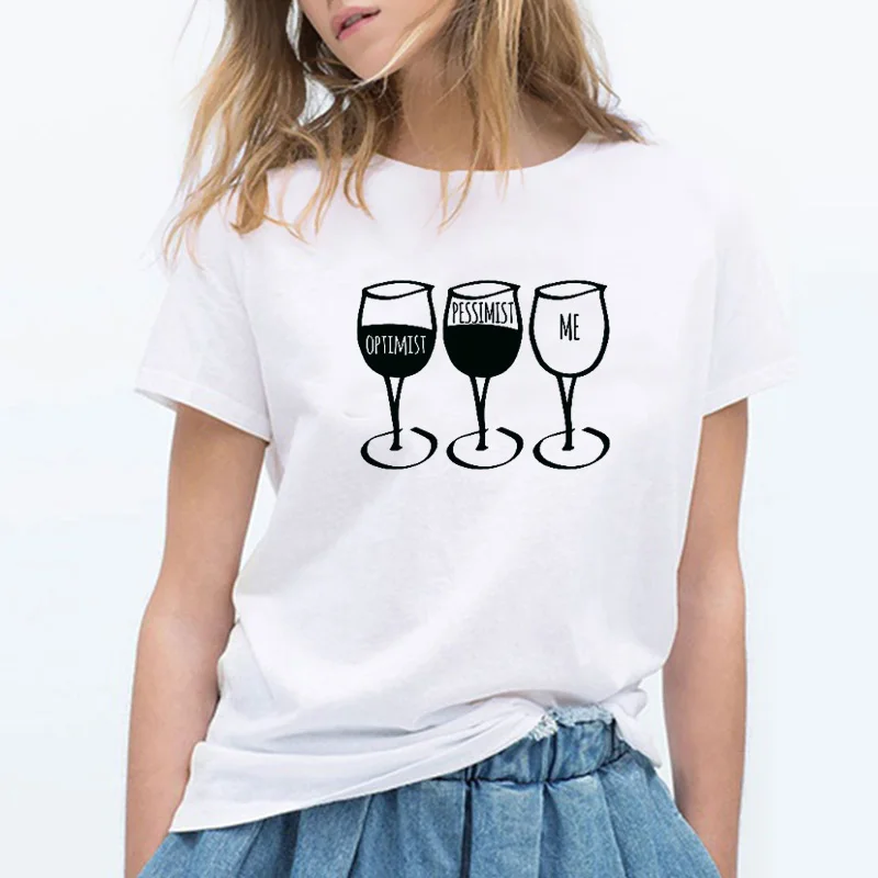 Goblet Printed Short Sleeve O-neck Tee Tops Female T-shirt Wine Casual Women Shirt Clothes New Dropshipping T Shirt