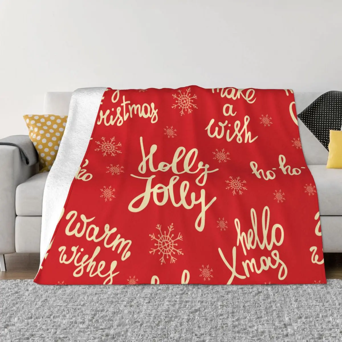 

New Year Snowflake Wool Blankets Red Merry Christmas Funny Throw Blankets for Home 125*100cm Bedspread