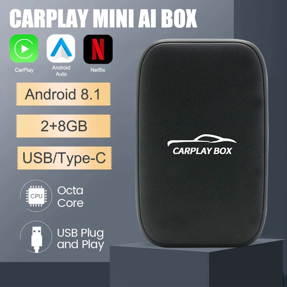 

2023 Новый проводной и беспроводной адаптер для CarPlay Android авто Универсальный AI Box мультимедийный видеоплеер для Netflix YouTube TF карты