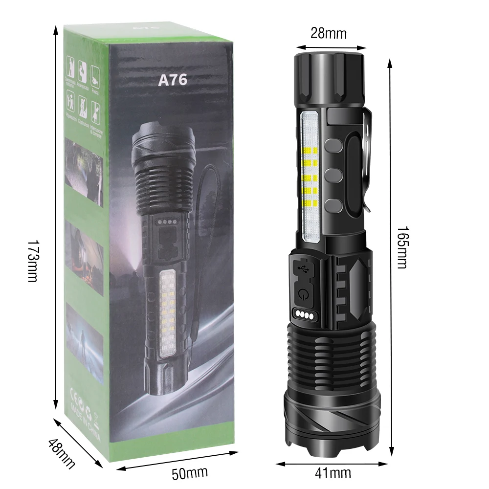 BORUiT 30 Вт Светодиодный Фонарик Сверхмощный Зум Тактический Военный