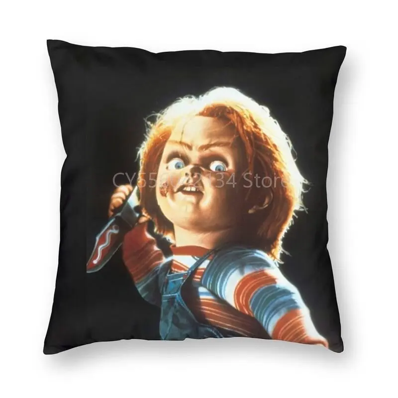 

Horror Devil Doll Chucky Pillow Cover Home Decorative Child's Play Movie Cushion Case Throw Pillow for Car Double-sided Printing