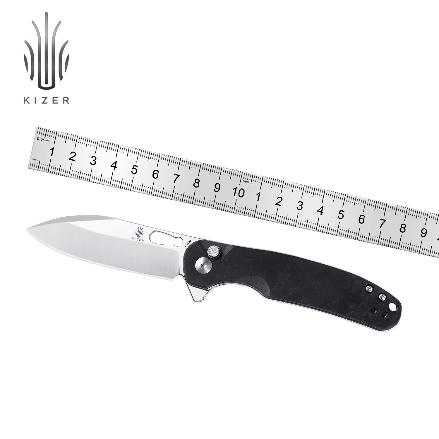 Kizer EDC Pocket Knife  HIC-CUP V3606C2 2022 New Button Flipper Knife with Black Richlite Handle Outdoor Camping Tools