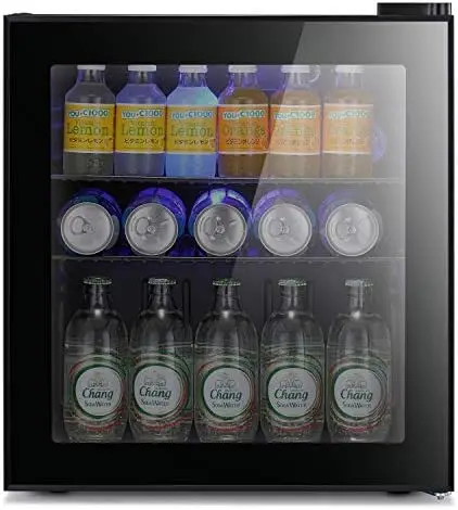 

Star Mini Fridge Cooler - 70 Can Beverage Refrigerator Black Glass Door for Beer Soda or Wine \u2013Small Drink Dispenser Machin