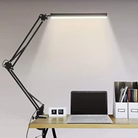 led desk lamp with clamp long arm table lamp eye caring dimmable 3 colors adjustable desk light with 10 brightness level