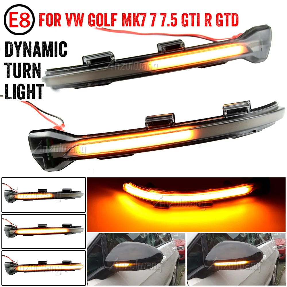 

For VW Volkswagen Golf 7 GTI R GTE GTD MK7.5 13-19 Touran Jetta MK7 Led Side Wing Mirrors Dynamic Turn Signal Light Indicator