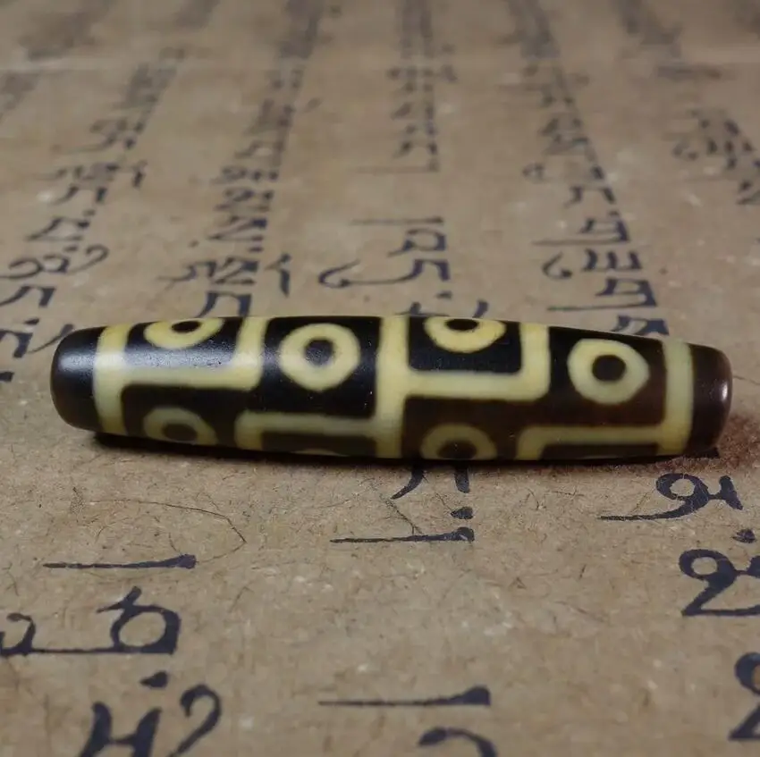 Тибетские бусины Дзи старый агат желтая линия 12-глазный тотем-амулет кулон GZI # 3959