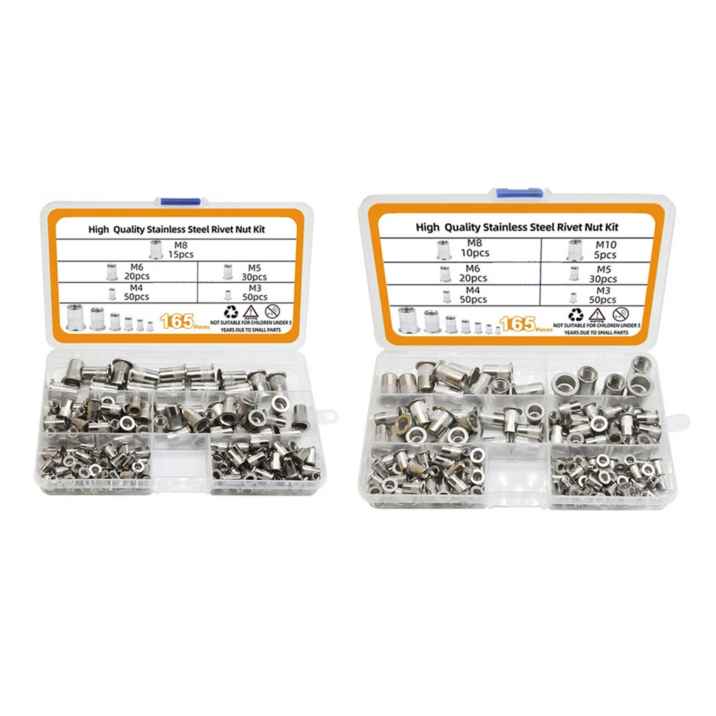 

165 Pieces Box Universal Screw Bolts Assembly Stud Screws Rivet Nut Spare Parts Modification Accessory Car Type A