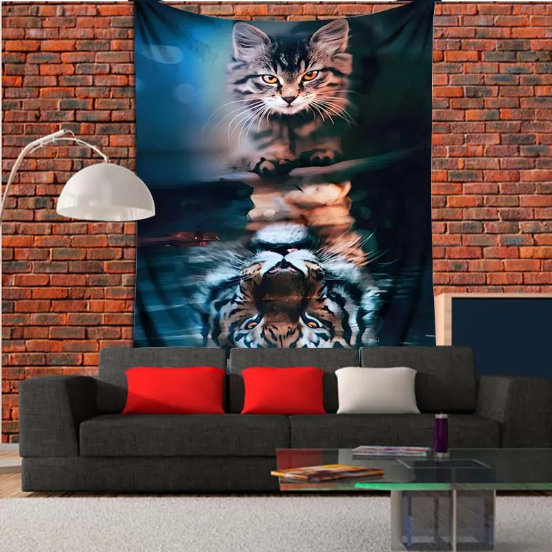 Fantasy Cat Tapestry Pet Dog Tiger Wolf Wall Hanging for Living Room Art Bedroom Dorm Dropshipping |