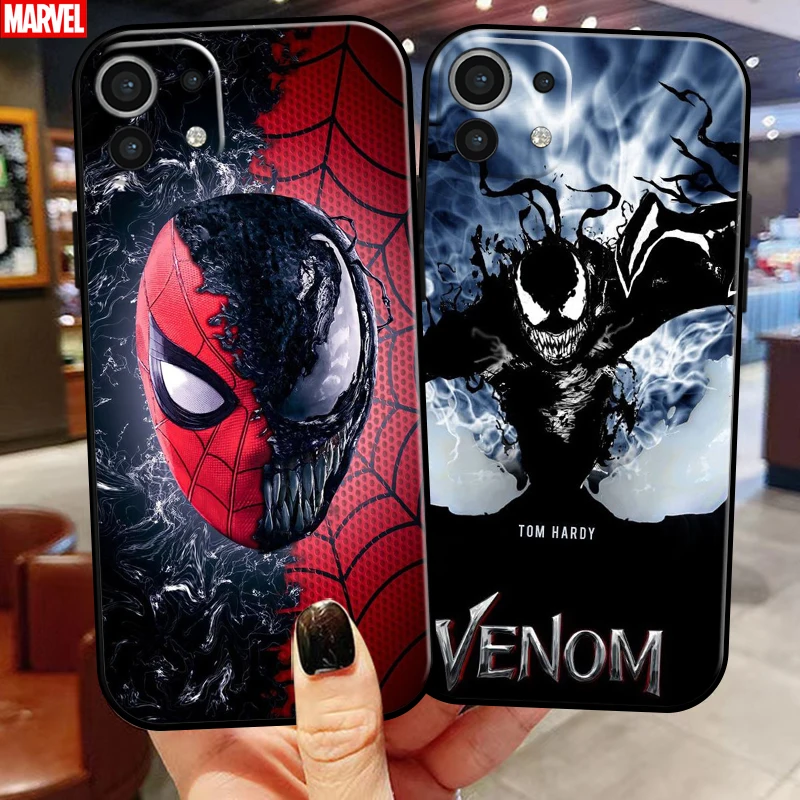 

Marvel Spiderman Venom For Xiaomi Mi 11 Mi 11 Lite 5G Phone Case Black Back Coque Silicone Cover Funda