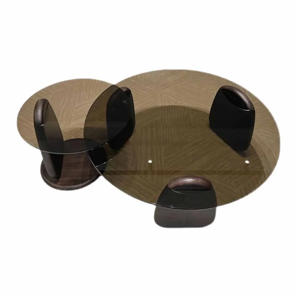 

Solid Wood Coffee Table Circular Tea Table Combination Living Room Household High Temperature Resistance Oak Side Desk