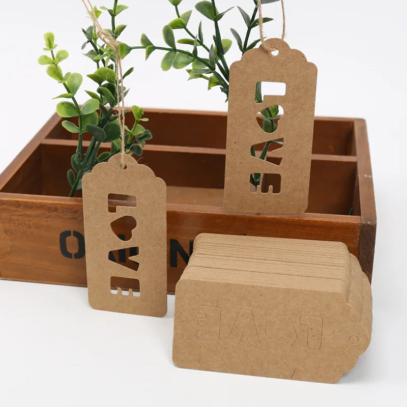 

50pcs LOVE Kraft Paper Tags Garment Shoes Bags Hang Tag Wedding Birthday Christmas Gift Bag Tags Label Packaging Supplies Decor