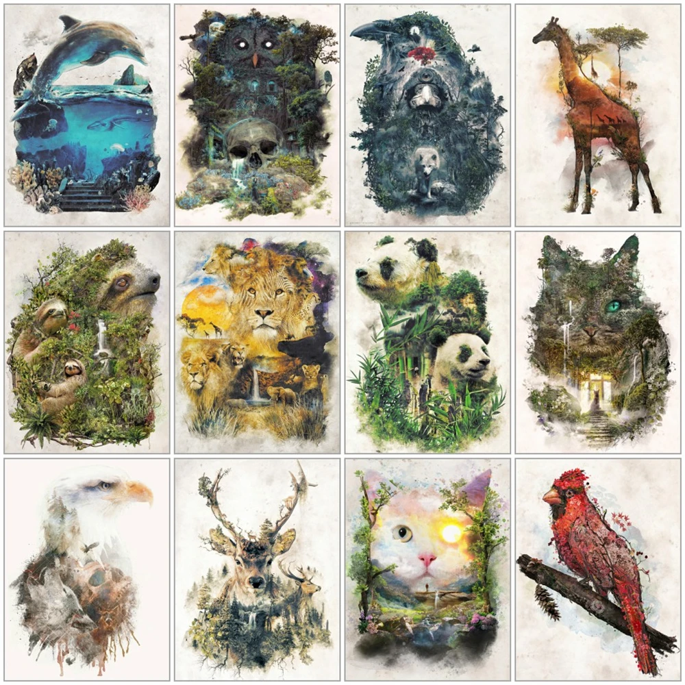 

DIYDP 5D DIY Diamond Painting Fantasy Animals Art Kits Full Drill Rhinestones Embroidery Cross Stitch Mosaic Nature Home Decor