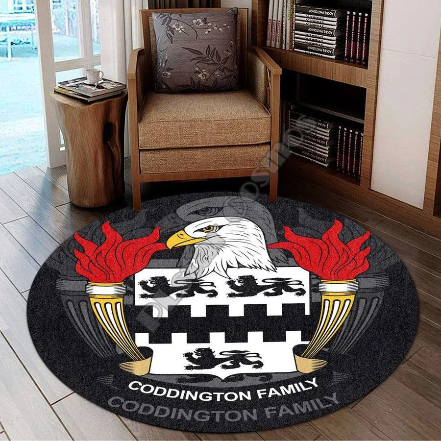 

Coddington USA Carpet Premium Round Rug - American Family Crest 3D printed Non-slip Mat Dining Living Room Soft Bedroom Carpet