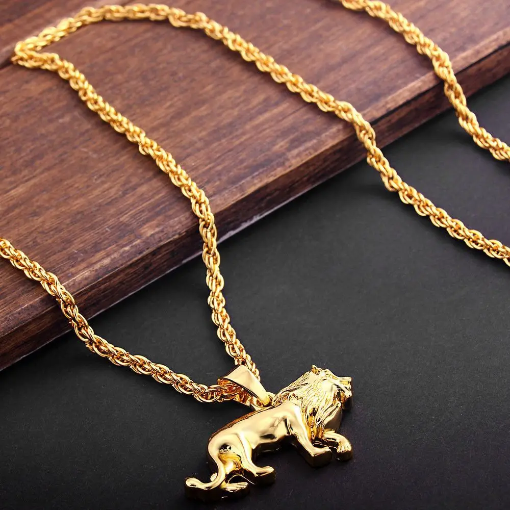 

Men's Neutral Lion Sweater Chain Gold Plating Lion Necklace Pendant Necklace